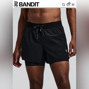 Bandit MEN'S VENTO™ 2-IN-1 RUN SHORT - BLACK size small